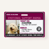 Emotional Support Animal ID Therapy Photo Custom Ausweis (Vorderseite)