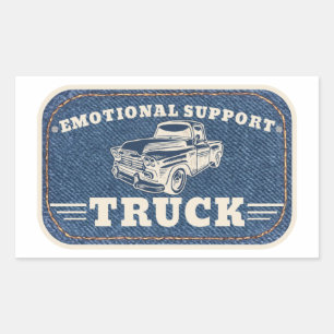 Emotional Support Truck Vintage Patch Design Rechteckiger Aufkleber