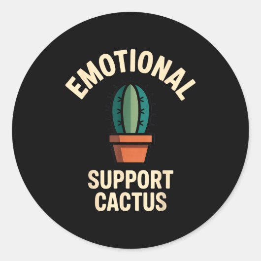 Emotional Suprt Cactus Funny Succulent Humor Outfi Runder Aufkleber (Vorderseite)