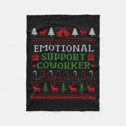 Emotional Suprt Coworker Funny Ugly Christmas Swea Fleecedecke (Vorderseite)