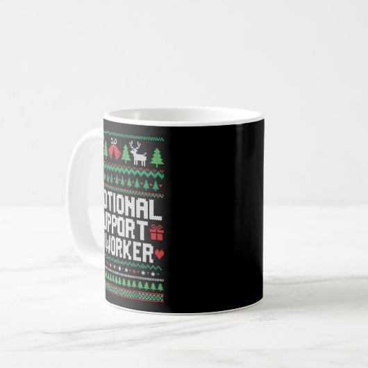Emotional Suprt Coworker Funny Ugly Christmas Swea Kaffeetasse (Vorderseite Links)