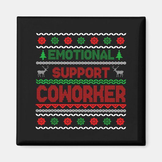 Emotional Suprt Coworker Funny Ugly Christmas Swea Magnet (Vorne)
