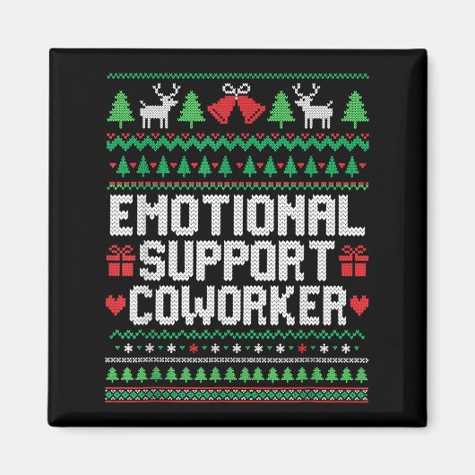 Emotional Suprt Coworker Funny Ugly Christmas Swea Magnet (Vorne)
