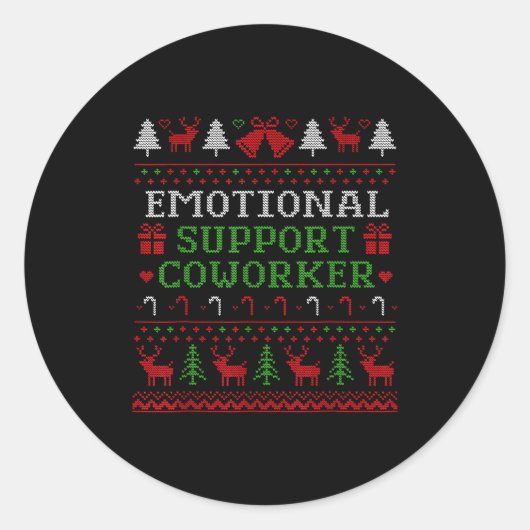 Emotional Suprt Coworker Funny Ugly Christmas Swea Runder Aufkleber (Vorderseite)
