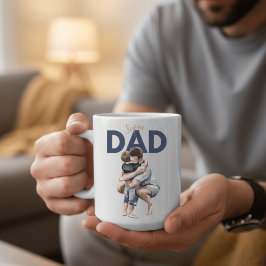 Emotional Watercolor Super Dad and Son Hug Kaffeetasse