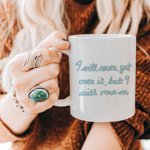 Emotionale Bejahung handschriftlich in blauer Tint Kaffeetasse