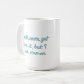 Emotionale Bestätigung handgeschrieben mit blauer  Kaffeetasse (Vorderseite Links)