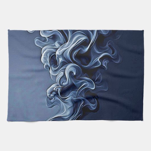Emotionale blaue Rauchkunst Geschirrtuch (Horizontal)
