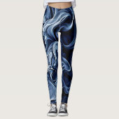 Emotionale blaue Rauchkunst Leggings (Vorderseite)