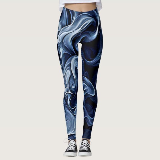 Emotionale blaue Rauchkunst Leggings (Vorderseite)