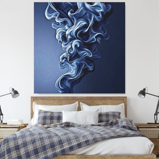 Emotionale blaue Rauchkunst Leinwanddruck (Insitu (Schlafzimmer))