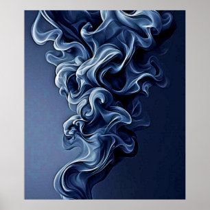 Emotionale blaue Rauchkunst Poster