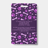 Emotionale Unterstützung Foto für Tier-ID-Dienst Ausweis (Rückseite)