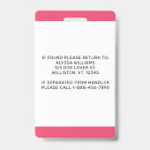 Emotionale Unterstützung Hund-ID Personalisiertes Ausweis (Rückseite)