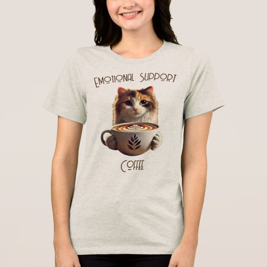Emotionale Unterstützung Kaffee Niedlich Cat Menta Tri-Blend Shirt (Vorderseite)