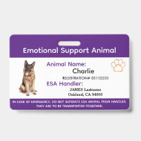 Emotionale Unterstützung Tier ESA ID Foto Abzeiche