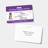 Emotionale Unterstützung Tier ESA ID Foto Abzeiche Ausweis (Vorder- & Rückseite)