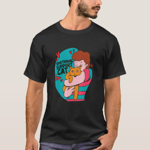 Emotionale Unterstützungs-Katze. Knuddelnde orange T-Shirt