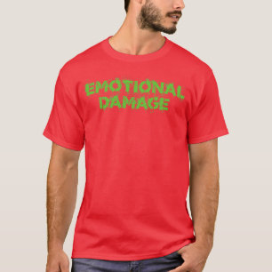 Emotionaler Schaden Vintager grüner Text T-Shirt