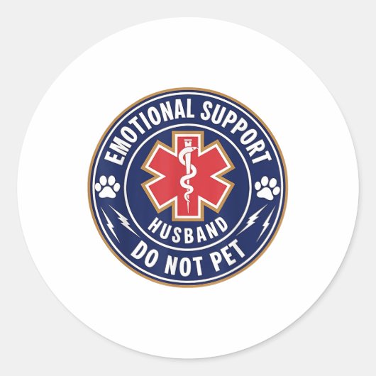 Emotionaler Support - Ehemann kann Service Dog L Runder Aufkleber (Vorderseite)