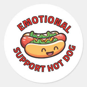 Emotionaler Unterstützungs-Hotdog Lustiger Foodie Runder Aufkleber