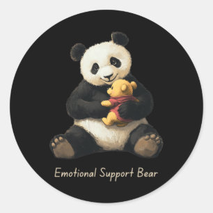 Emotionaler Unterstützungs-Panda-Bär hält einen sü Runder Aufkleber