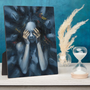 Emotionales Abstraktes Portrait - Surreal Blue Art Fotoplatte