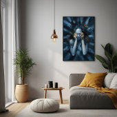 Emotionales Abstraktes Portrait - Surreal Blue Art Poster