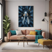 Emotionales Abstraktes Portrait - Surreal Blue Art Poster