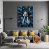 Emotionales Abstraktes Portrait - Surreal Blue Art Poster
