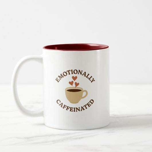 Emotionally Caffeinated – Bold Coffee Mug Zweifarbige Tasse (Links)