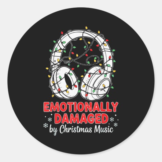 Emotionally Damaged By Christmas Music Funny Xmas Runder Aufkleber (Vorderseite)