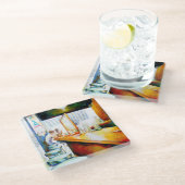 Emotionell zu motivieren, Logik zu rechtfertigen Glasuntersetzer (Schrägansicht)