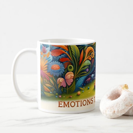 EMOTIONEN DER KRIEG INNERHALB KAFFEETASSE (Mit Donut)