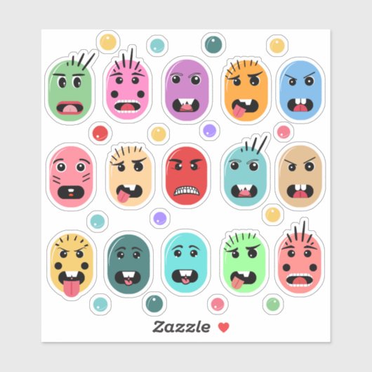 Emotionen Farbige Gesichter Aufkleber (Blatt)