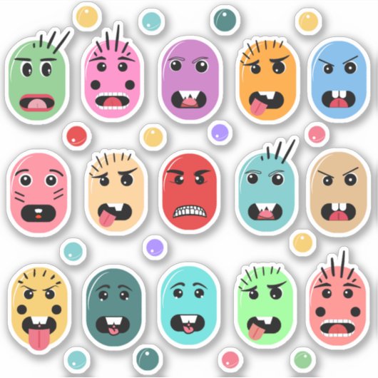 Emotionen Farbige Gesichter Aufkleber (Vorderseite)
