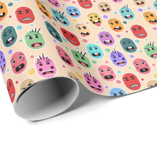 Emotionen Farbige Gesichter Geschenkpapier (Rolleneckpunkt)