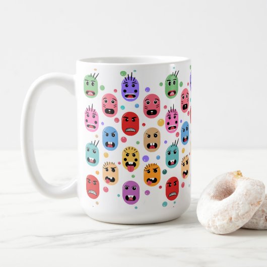 Emotionen Farbige Gesichter Kaffeetasse (Mit Donut)