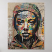Emotionless Women's Face Graffiti Art Poster (Vorne)