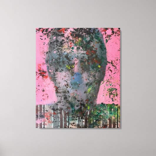 Emotionsunschärfe: Das Abstrakte Gesicht in rosa L Leinwanddruck (Vorderseite)