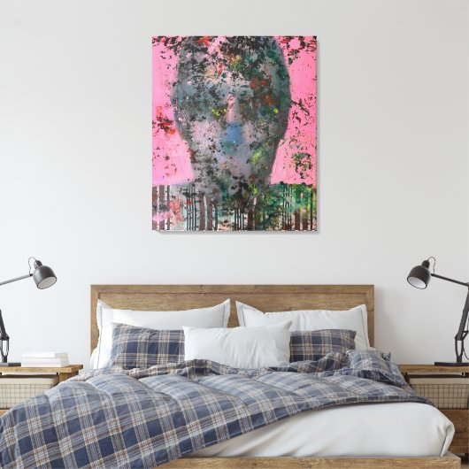 Emotionsunschärfe: Das Abstrakte Gesicht in rosa L Leinwanddruck (Insitu (Schlafzimmer))