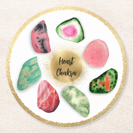 *~* Emoto Water Heart Chakra AP64 Paper Untersetze Runder Pappuntersetzer (Vorderseite)