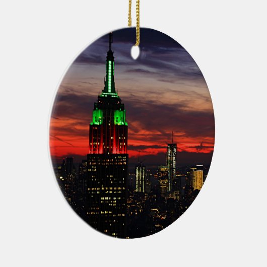 Emp St Gebäude - Weihnachtsfarben Sonnenuntergang Keramik Ornament (Rechts)