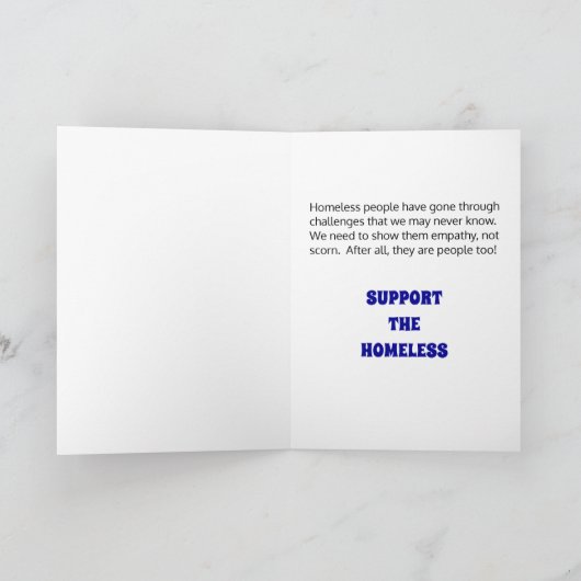 Empathie für Obdachlose: Dunkelblau und Rot Karte (Innenseite)