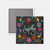 Empathy Floral Trendy ONE WORD Inspirivity Magnet (Vorderseite/Rückseite)