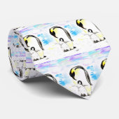 Emperor Penguin and Chick Watercolor Painting Krawatte (Gerollt)