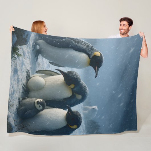 Emperor, penguin family and chick Arctic snowf fal Fleecedecke (Beispiel)