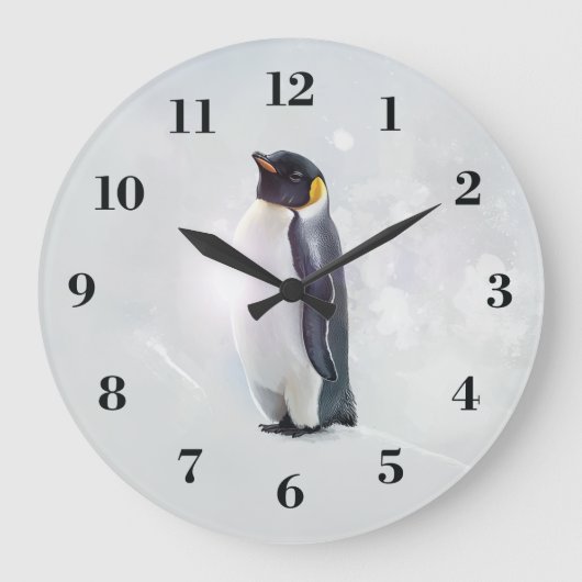 Emperor Penguin Große Wanduhr (Vorderseite)