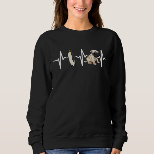 Emperor Penguin Pug Heartbeat Dog Sweatshirt (Vorderseite)