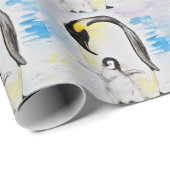 Emperor Pinguin und Chick Watercolor Malerei Geschenkpapier (Rolleneckpunkt)